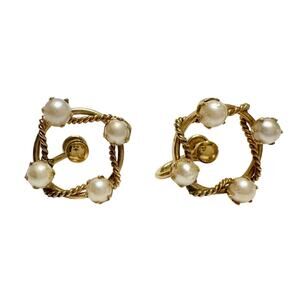 1950's Henry Griffith & Sons 1/20 - 12 K Gold Filled Pearl Screw back Earrings